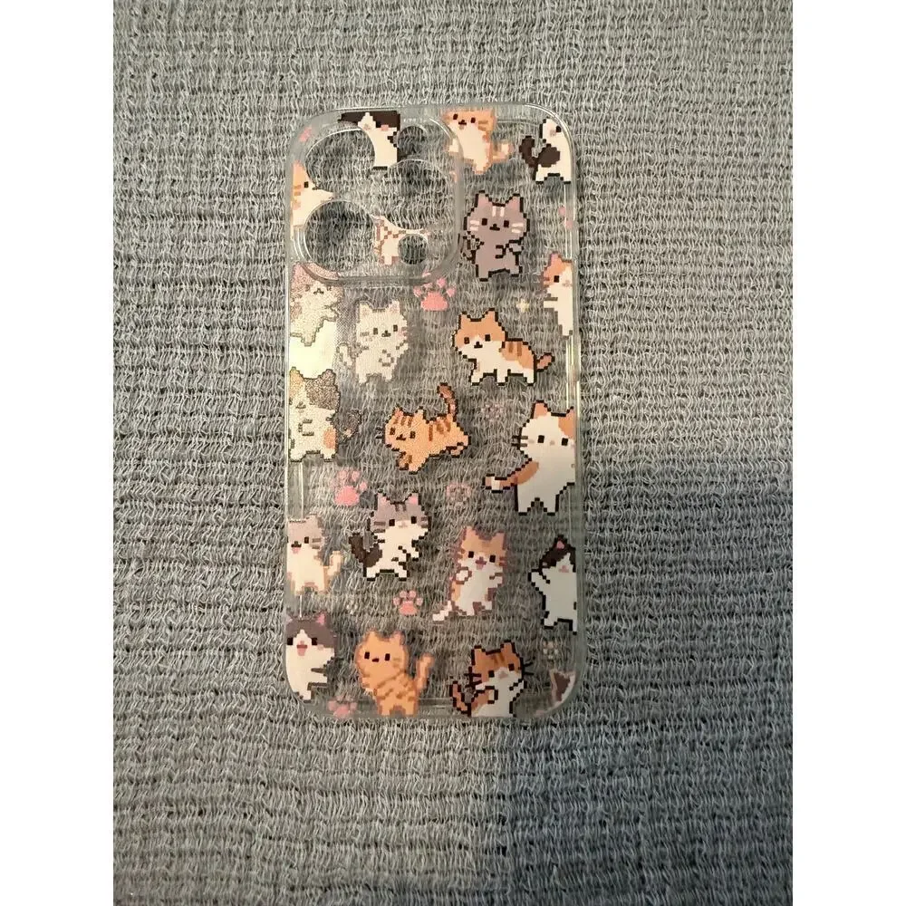 iPhone 16 Pro Clear Cute Cat Case Kawaii Kitty Aesthetic Cartoon Protective